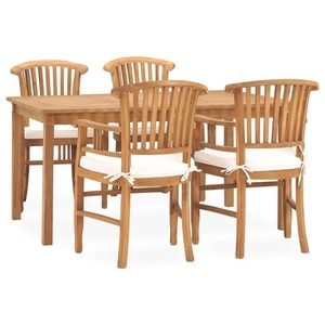 vidaXL, vidaXL 5-tlg. Garten-Essgruppe mit Kissen Massivholz Teak, vidaXL 5-tlg. Garten-Essgruppe mit Kissen Massivholz Teak