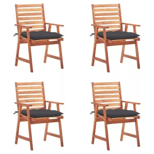 vidaXL, vidaXL Garten-Essstühle 4 Stk. mit Kissen Massivholz Akazie, vidaXL Garten-Essstühle 4 Stk. mit Kissen Massivholz Akazie