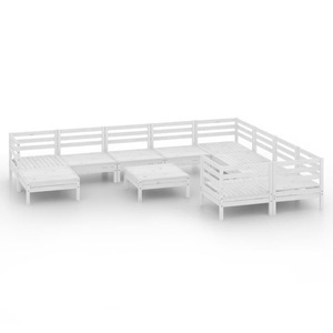 vidaXL, vidaXL 11-tlg. Garten-Lounge-Set Weiß Massivholz Kiefer, 