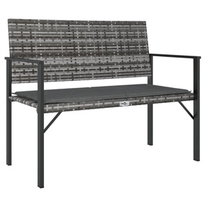 vidaXL, vidaXL Gartenbank 2-Sitzer mit Kissen Grau Poly Rattan