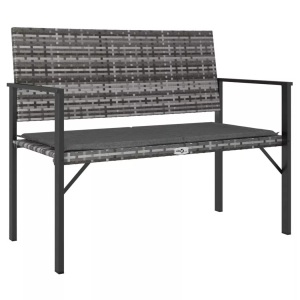vidaXL, vidaXL Gartenbank 2-Sitzer mit Kissen Grau Poly Rattan
