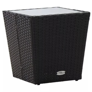 Diverse Hardware, Beistelltisch Schwarz 41,5x41,5x43 cm Hartglas, vidaXL Beistelltisch Schwarz 41,5×41,5×43 cm Poly Rattan und Hartglas
