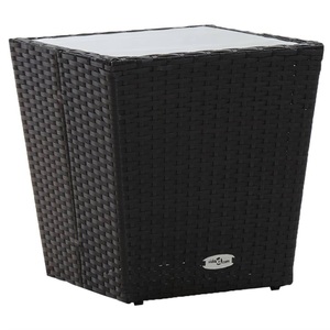 Diverse Hardware, Beistelltisch Schwarz 41,5x41,5x43 cm Hartglas, vidaXL Beistelltisch Schwarz 41,5×41,5×43 cm Poly Rattan und Hartglas
