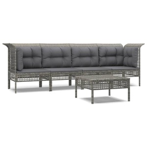 vidaXL, vidaXL 5-tlg. Garten-Lounge-Set mit Kissen Grau Poly Rattan