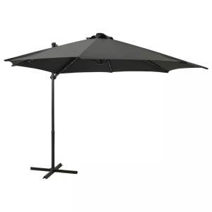 vidaXL, vidaXL Ampelschirm mit Mast und LED-Leuchten Anthrazit 300 cm