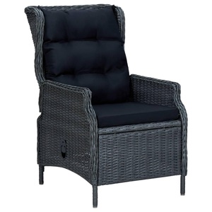 vidaXL, vidaXL Verstellbarer Gartensessel mit Auflagen Poly Rattan Dunkelgrau, vidaXL Verstellbarer Gartensessel mit Auflagen Poly Rattan Dunkelgrau