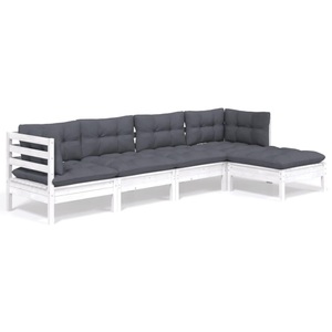 vidaXL, vidaXL 5-tlg. Garten-Lounge-Set mit Kissen Weiß Kiefernholz