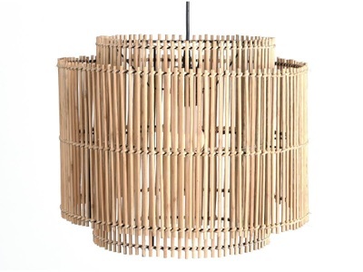 Vente-unique, Deckenleuchte Ethno-Stil - Schwarzes Metall & Bambus - 40 x 120 cm - PARANA Deckenleuchte Ethno-Stil - Schwarzes Metall & Bambus - 40 x 120 cm - PARANA, 