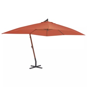 Diverse Hardware, Ampelschirm mit Holzmast 400x300 cm Terrakotta-Rot, vidaXL Ampelschirm mit Holz-Mast 400x300 cm Terrakotta