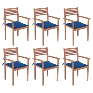 vidaXL, vidaXL Stapelbare Gartenstühle mit Kissen 6 Stk. Massivholz Teak, 