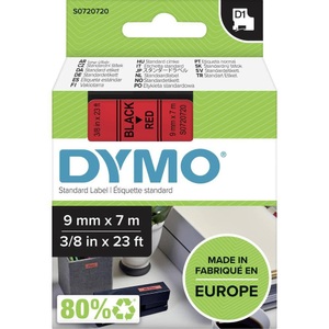 Dymo, Schriftband DYMO D1 40917 Bandfarbe: Rot Schriftfarbe:Schwarz 9 mm 7 m, Dymo Schriftband D1, schwarz/rot, 9mm, 7m, S0720720