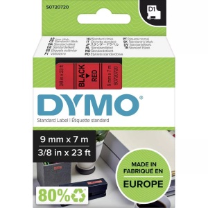Dymo, Schriftband DYMO D1 40917 Bandfarbe: Rot Schriftfarbe:Schwarz 9 mm 7 m, Dymo Schriftband D1, schwarz/rot, 9mm, 7m, S0720720