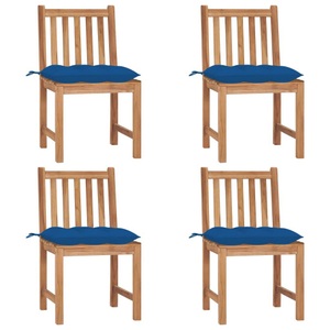 vidaXL, vidaXL Gartenstühle 4 Stk. mit Kissen Massivholz Teak, vidaXL Gartenstühle 4 Stk. mit Kissen Massivholz Teak