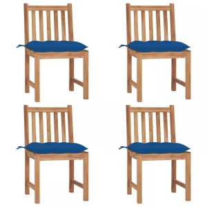 vidaXL, vidaXL Gartenstühle 4 Stk. mit Kissen Massivholz Teak, vidaXL Gartenstühle 4 Stk. mit Kissen Massivholz Teak