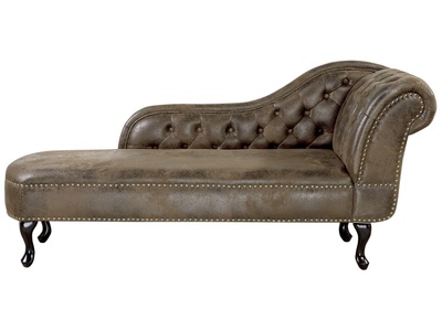 Beliani, Beliani Chaiselongue Kunstwildleder braun rechtsseitig NIMES, Beliani - Rechtsseitige Chaiselounge aus Kunstwildleder Glamourös NIMES, One Size, Kühles Braun