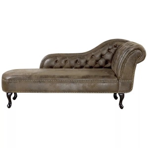 Beliani, Beliani Chaiselongue Kunstwildleder braun rechtsseitig NIMES, Beliani - Rechtsseitige Chaiselounge aus Kunstwildleder Glamourös NIMES, One Size, Kühles Braun