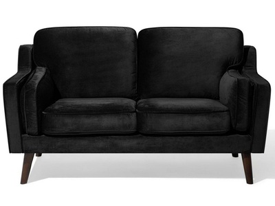 Beliani, Beliani 2-Sitzer Sofa Samtstoff schwarz LOKKA, Beliani - 2 Sitzer Sofa aus Samtstoff Glamourös LOKKA, One Size, Schwarz