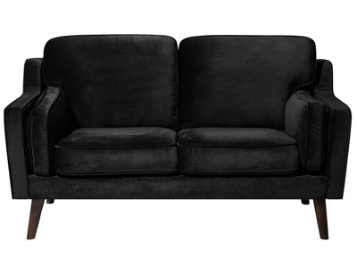 Beliani, Beliani 2-Sitzer Sofa Samtstoff schwarz LOKKA, Beliani - 2 Sitzer Sofa aus Samtstoff Glamourös LOKKA, One Size, Schwarz