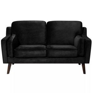 Beliani, Beliani 2-Sitzer Sofa Samtstoff schwarz LOKKA, Beliani - 2 Sitzer Sofa aus Samtstoff Glamourös LOKKA, One Size, Schwarz