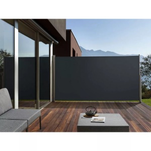 Beliani, Beliani Seitenmarkise graphitgrau ausziehbar 180 x 300 cm Dorio, Beliani - Seitenmarkise aus Polyester DORIO, One Size, Gewittergrau