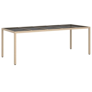 vidaXL, vidaXL Gartentisch Beige 250x100x75 cm Hartglas und Poly Rattan, vidaXL Gartentisch Beige 250x100x75 cm Hartglas und Poly Rattan