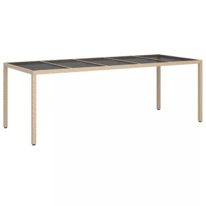 vidaXL, vidaXL Gartentisch Beige 250x100x75 cm Hartglas und Poly Rattan