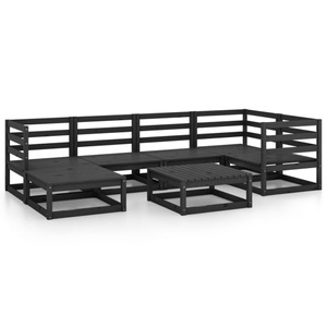 vidaXL, vidaXL 7-tlg. Garten-Lounge-Set Schwarz Massivholz Kiefer, 
