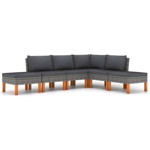 vidaXL 6-tlg. Garten-Lounge-Set mit Kissen Poly Rattan Grau