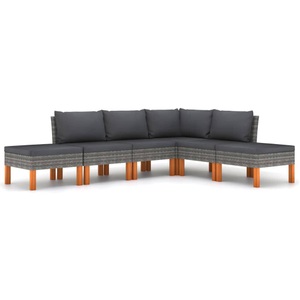 vidaXL, vidaXL 6-tlg. Garten-Lounge-Set mit Kissen Poly Rattan Grau