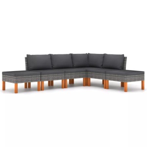 vidaXL, vidaXL 6-tlg. Garten-Lounge-Set mit Kissen Poly Rattan Grau