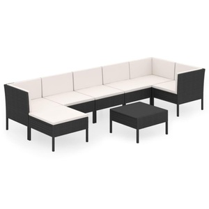 vidaXL, vidaXL 8-tlg. Garten-Lounge-Set mit Auflagen Poly Rattan Schwarz