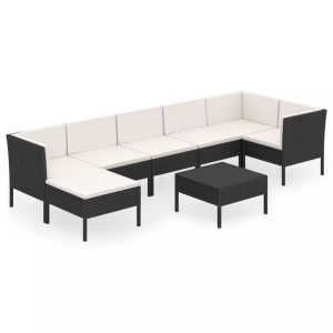 vidaXL, vidaXL 8-tlg. Garten-Lounge-Set mit Auflagen Poly Rattan Schwarz
