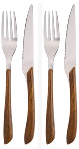 SCHOU, Besteck Set (4 Teilig) Holzoptik Besteck Set (4 Teilig) Holzoptik, SCHOU - Besteck Set (4 Teilig) Holzoptik, 4 Stück, Silber