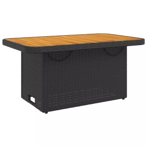 vidaXL, vidaXL Gartentisch Schwarz 90x55x71 cm Poly Rattan und Akazienholz, vidaXL Gartentisch Schwarz 90x55x71 cm Poly Rattan und Akazienholz