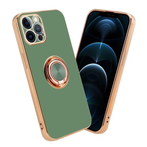 Cadorabo, Hülle für Apple iPhone 12 PRO MAX mit Ring - Schutzhülle, Cadorabo - Hülle für Apple iPhone 12 PRO MAX mit Ring Schutzhülle, Hellgrün