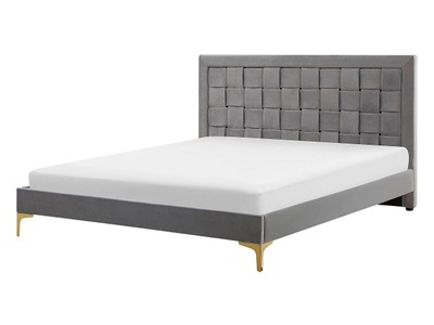Beliani, Bett mit Lattenrost aus Samtstoff Modern LIMOUX Bett mit Lattenrost aus Samtstoff Modern LIMOUX, 