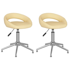vidaXL, vidaXL Esszimmerstühle 2 Stk. Drehbar Creme Kunstleder, vidaXL Esszimmerstühle 2 Stk. Drehbar Creme Kunstleder