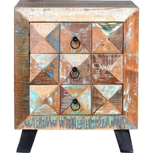 mutoni inspiration, Nachtkommode Diamond Holz recycelt multicolor, Nachtkommode Diamond Holz recycelt multicolor