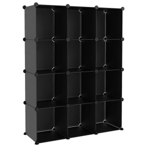 vidaXL, vidaXL Regalsystem mit 12 Würfeln Schwarz PP, vidaXL Regalsystem mit 12 Würfeln Schwarz PP