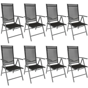TecTake, 8 Aluminium Gartenstühle Unisex Anthrazit, Tectake - 8 Aluminium Gartenstühle, One Size, Anthrazit