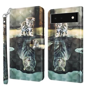 Cover-Discount, Google Pixel 7 - Etui Glanz Effekt Katze, Cover-Discount - Google Pixel 7 Etui Glanz Effekt, Weiss