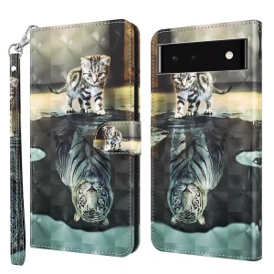Cover-Discount, Google Pixel 7 - Etui Glanz Effekt Katze, Cover-Discount - Google Pixel 7 Etui Glanz Effekt, Weiss