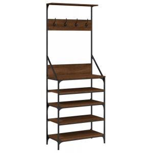 vidaXL, vidaXL Kleiderständer mit Schuhablage Braun Eiche-Optik 70x34x184 cm, vidaXL Kleiderständer mit Schuhablage Braun Eiche-Optik 70x34x184 cm