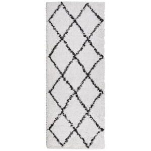 vidaXL, vidaXL Teppich Shaggy Hochflor Modern Creme und Schwarz 80x200 cm