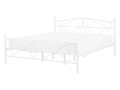 Beliani, Bett mit Lattenrost aus Metall Boho RODEZ Bett mit Lattenrost aus Metall Boho RODEZ, Beliani - Bett mit Lattenrost aus Stahl Klassisch RODEZ, 140x200 cm, Weiss Bunt