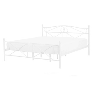Beliani, Bett mit Lattenrost aus Metall Boho RODEZ Bett mit Lattenrost aus Metall Boho RODEZ, Beliani - Bett mit Lattenrost aus Stahl Klassisch RODEZ, 140x200 cm, Weiss Bunt