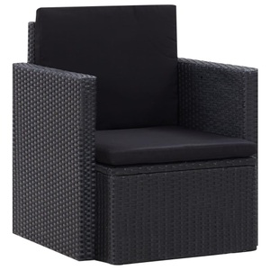 Diverse Hardware, Gartensessel mit Auflagen Poly Rattan Schwarz, 