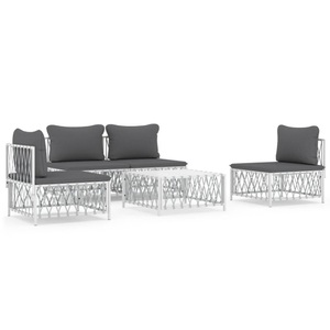 vidaXL, vidaXL 5-tlg. Garten-Lounge-Set mit Kissen Weiß Stahl, vidaXL 5-tlg. Garten-Lounge-Set mit Kissen Weiß Stahl
