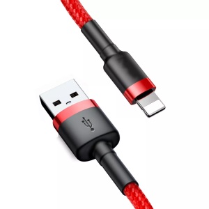 B2X, B2X - Kevlar USB-Kabel mit Lightning 2,1 A, 2 m ? Grau/Rot, 2 Meter