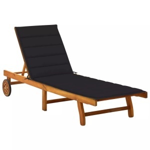 vidaXL, vidaXL Sonnenliege mit Auflage Akazie Massivholz, VidaXL - Sonnenliege akazienholz, One Size, Schwarz